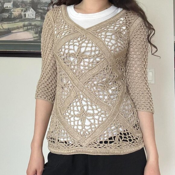 lady dutch tan crochet top - Picture 2 of 7